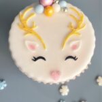 Festive cupcake with cute reindeer disc baubles