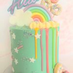 Rainbow Pastel rainbow with colourful drips and fun mini doughnuts