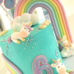 Extended pastel rainbow, with cute magical unicorns and fluffy clouds