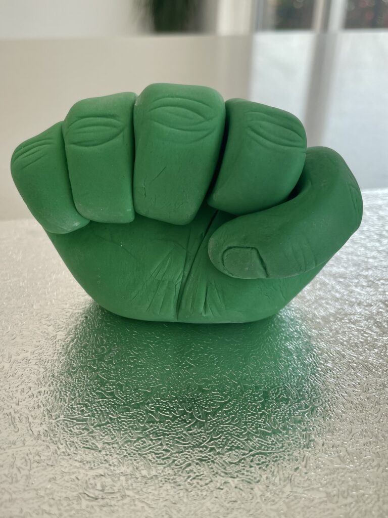 Handmade fondant Hulk fist